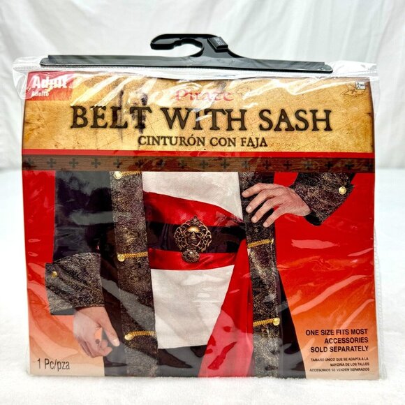 Pirate Belt With Sash Adult Costume Piece One Size Fits Most Black Red - Picture 10 of 11